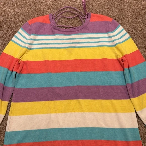 💜 3 for $10 Colorful Striped Women's Sweater - Picture 2 of 5